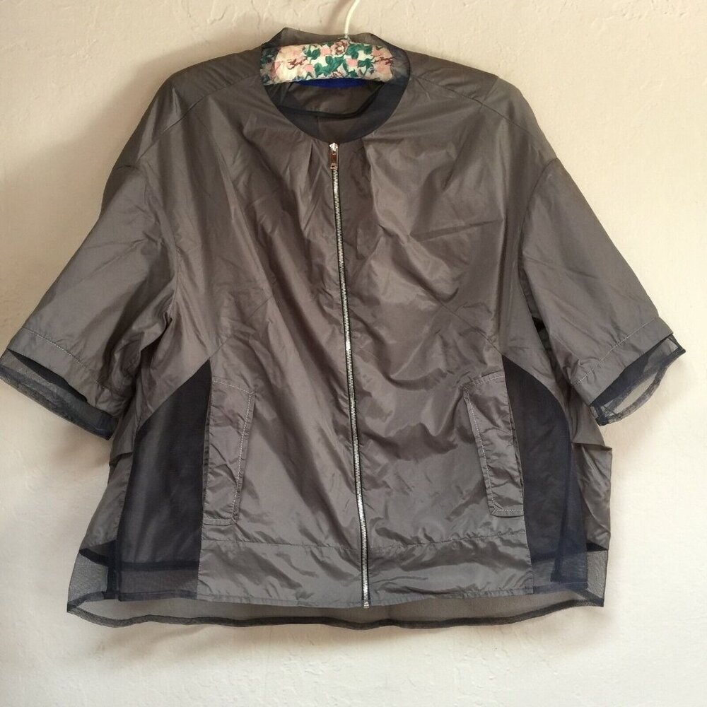 Demoo Parkchoonmoo Windbreaker Jacket Mesh Panels Brown Short Sleeve Lightweight